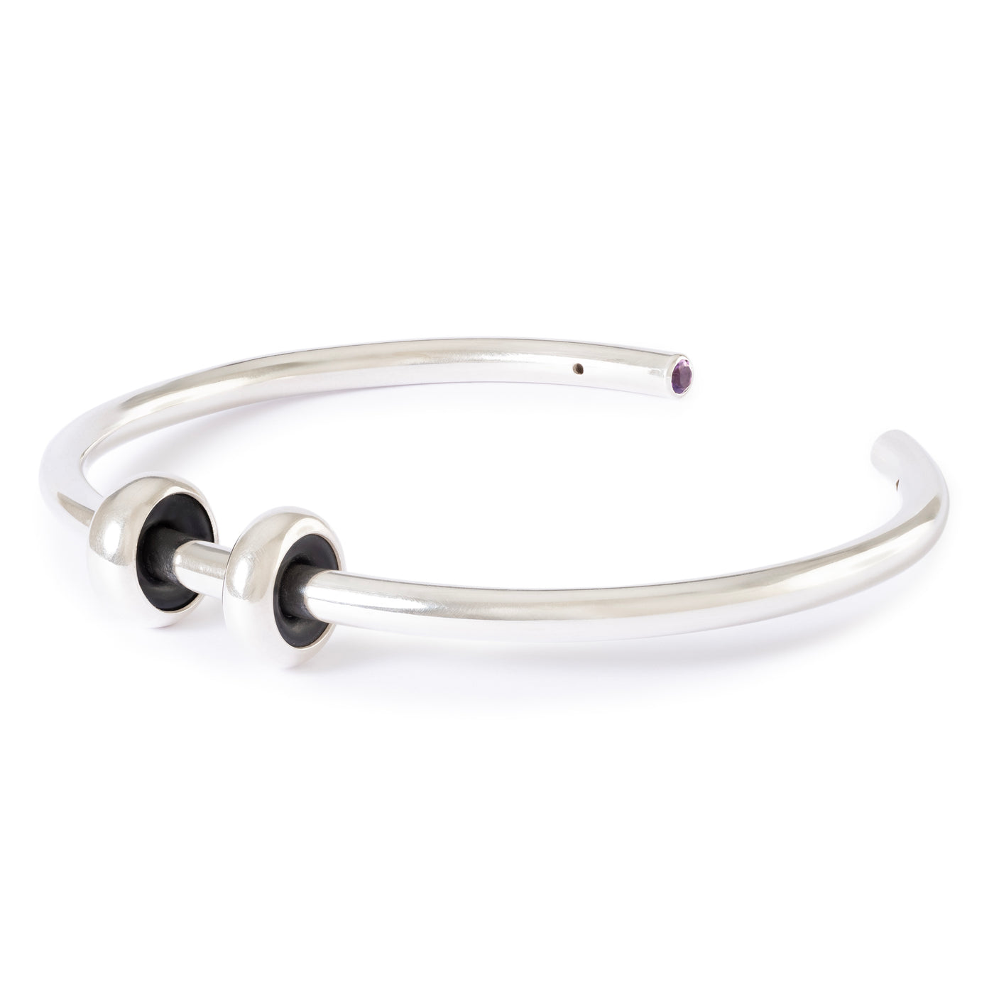 Bransoletka Bangle Moc Ametystu z 2 x Srebrnymi Spacerami