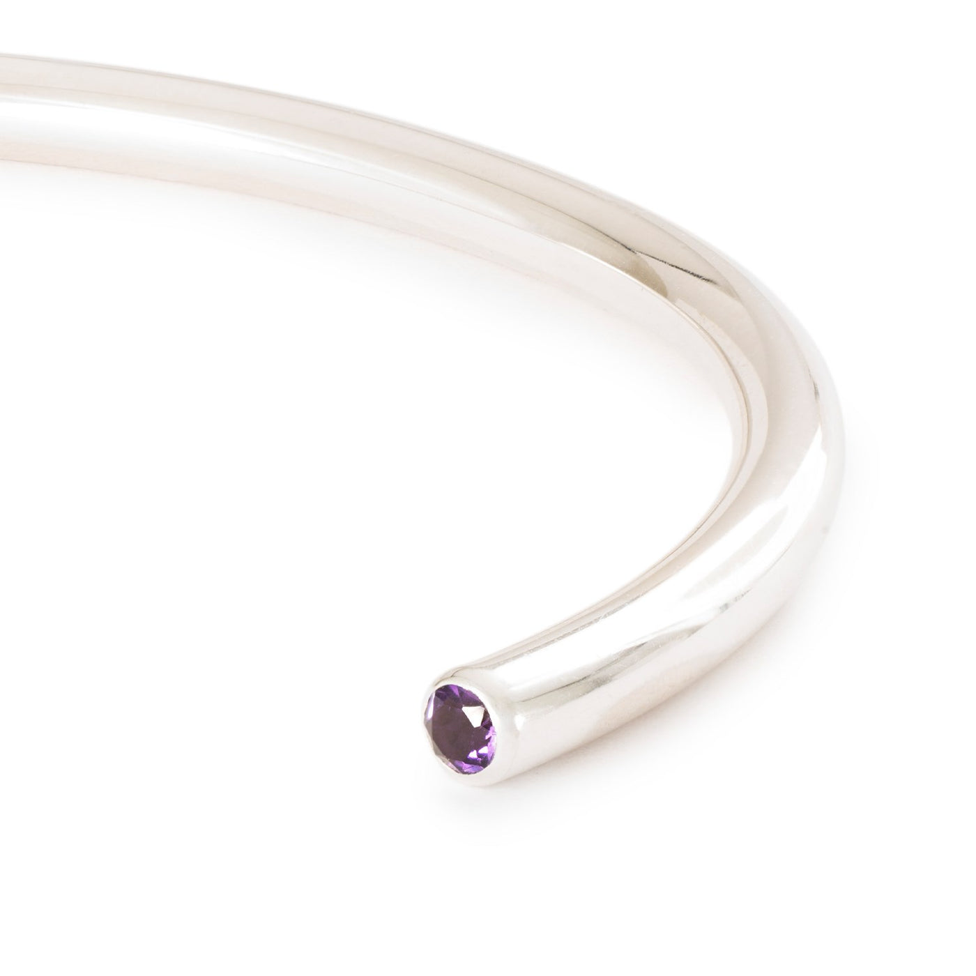 Bransoletka Bangle Moc Ametystu z 2 x Srebrnymi Spacerami