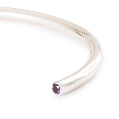 Bransoletka Bangle Moc Ametystu z 2 x Srebrnymi Spacerami